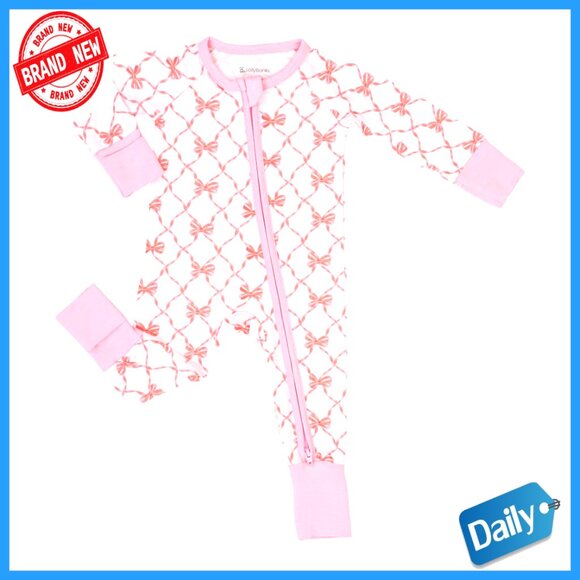 Infant Bamboo Romper Pajamas 2-Way Zipper 3-6 Months Long Sleeve